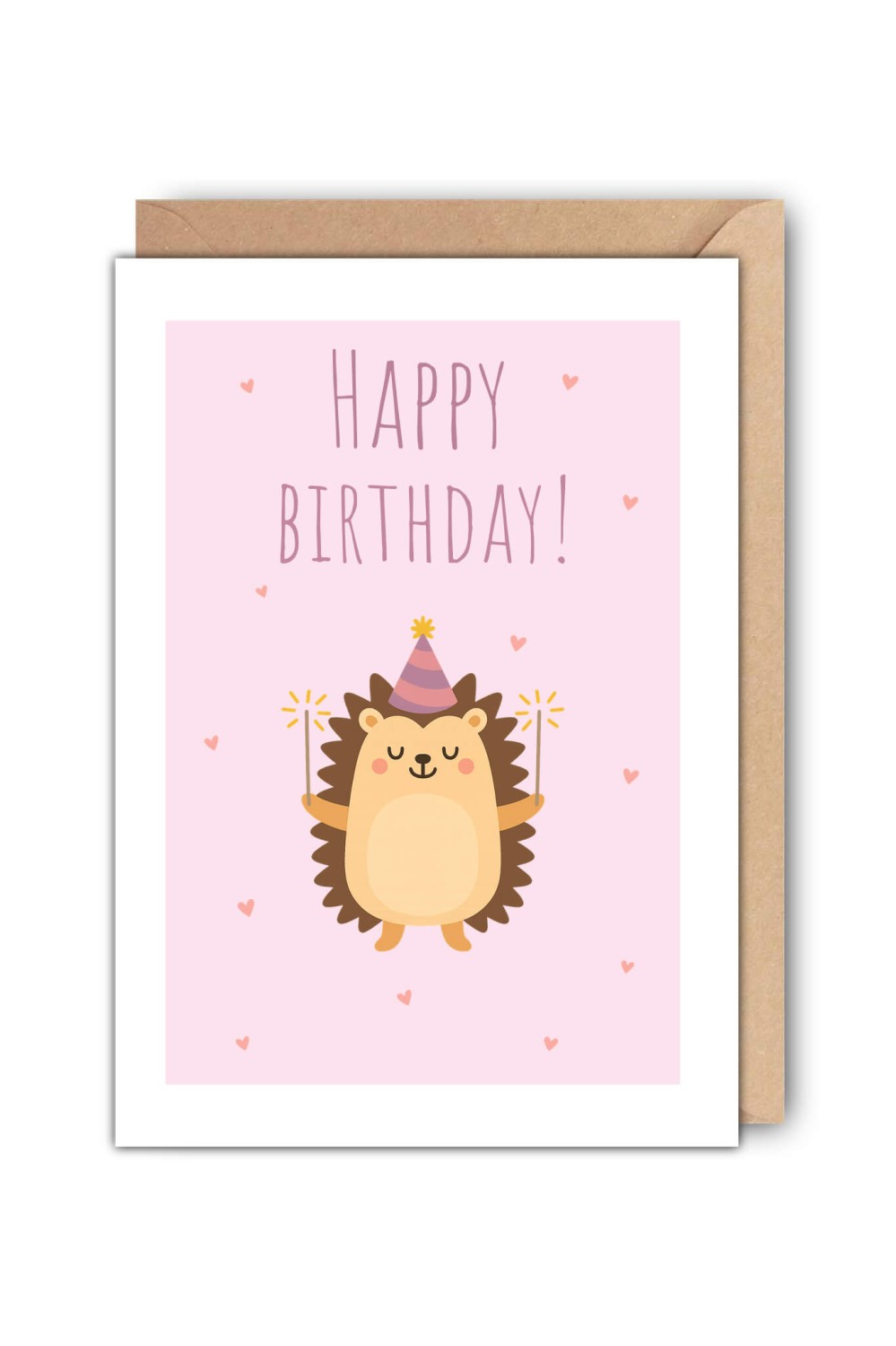 Kartka urodzinowa Happy Birthday z uroczym jeżykiem