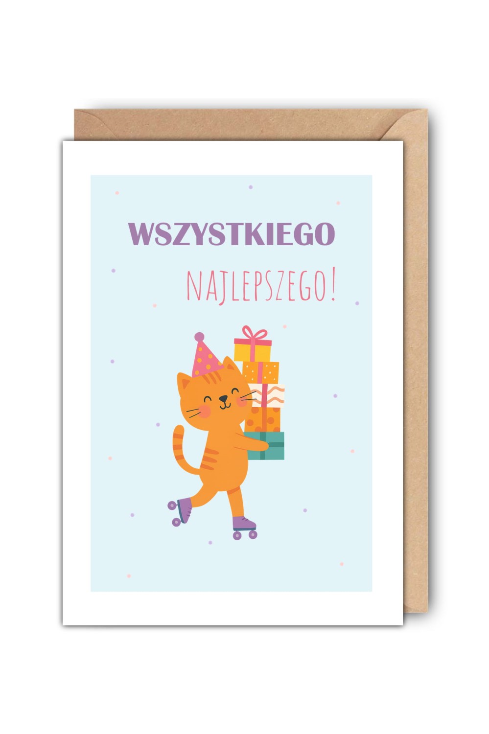 Kartka urodzinowa Wszystkiego najlepszego! z kotem