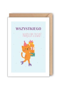 Kartka urodzinowa Wszystkiego najlepszego! z kotem