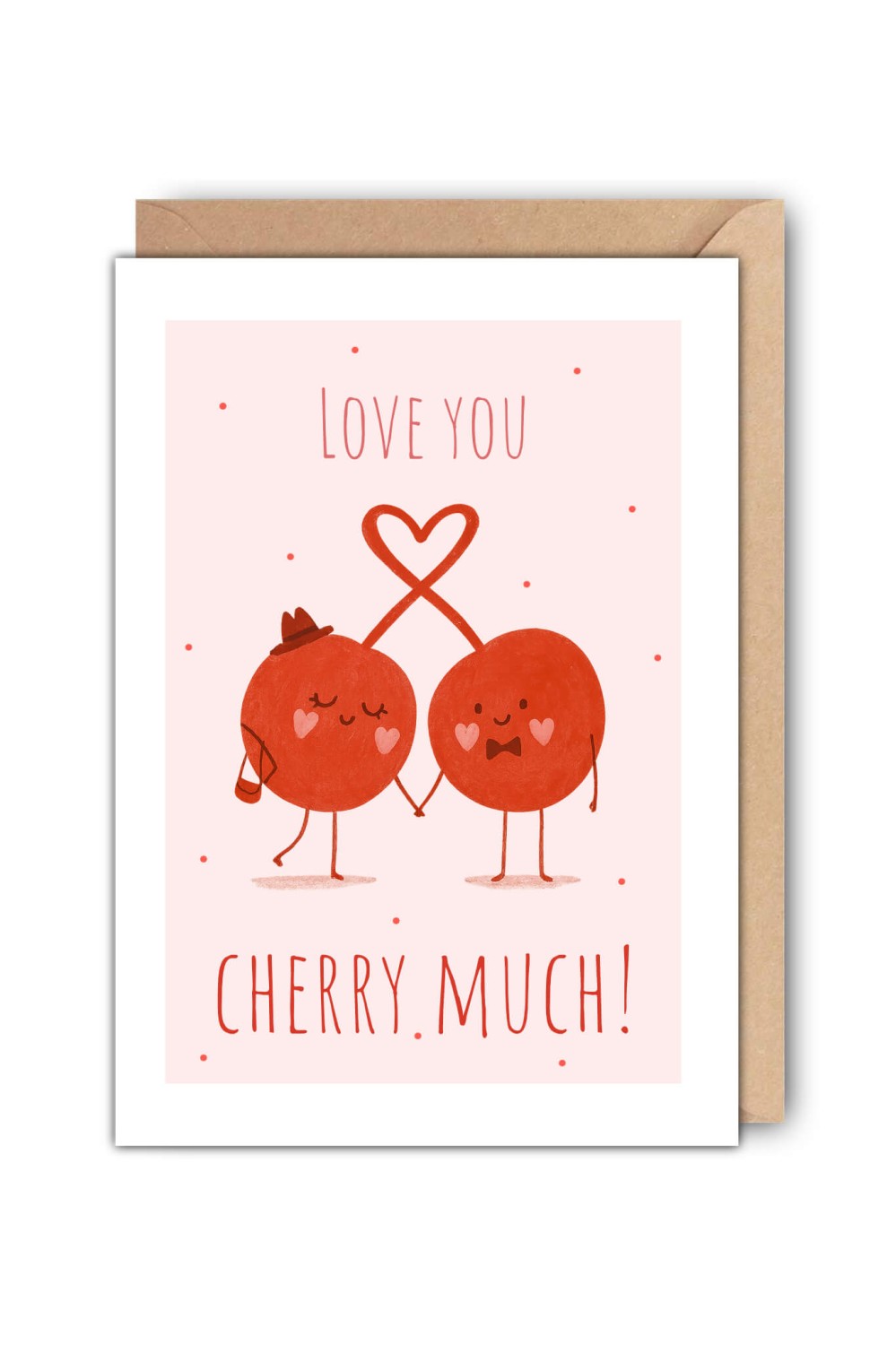 Kartka walentynkowa Love you cherry much! z wisienkami