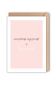 Kartka urodzinowa minimalistyczna z napisem Wszystkiego najlepszego! Sto lat!