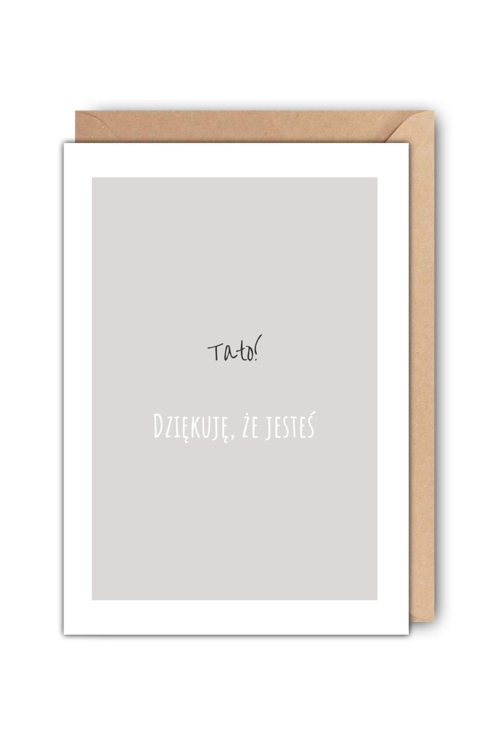Kartka minimalistyczna z napisem Tato! Dziękuję, ze jesteś
