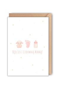 Kartka na Baby shower z napisem Będziesz cudowną Mamą!