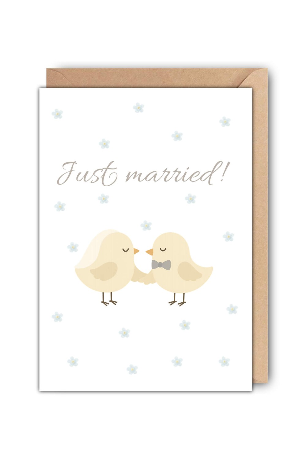 Kartka ślubna Just married! z ptaszkami