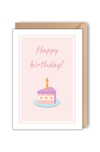 Kartka urodzinowa Happy Birthday z tortem